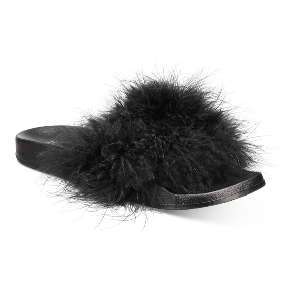 Fluffy Pom Pom Style Slides/Sandals ⚫️ SZ X-LARGE (11) - Picture 2 of 3